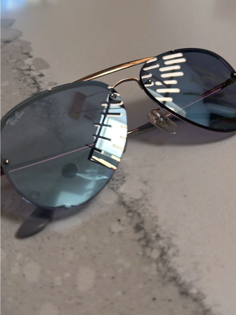 Ray-Ban Aviator Sunglasses - Blue Lenses with Gold Frame